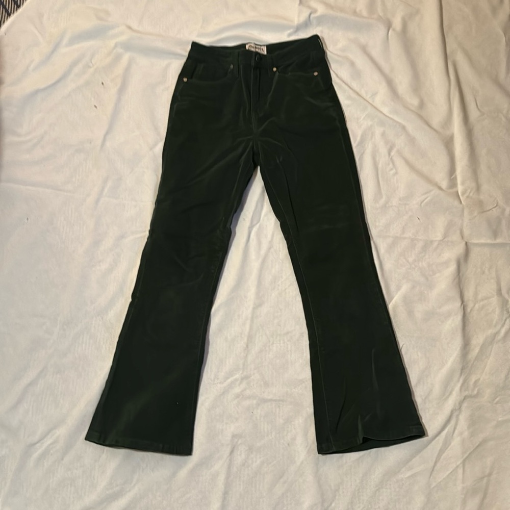 high waisted forest green kick flair stretchy pants